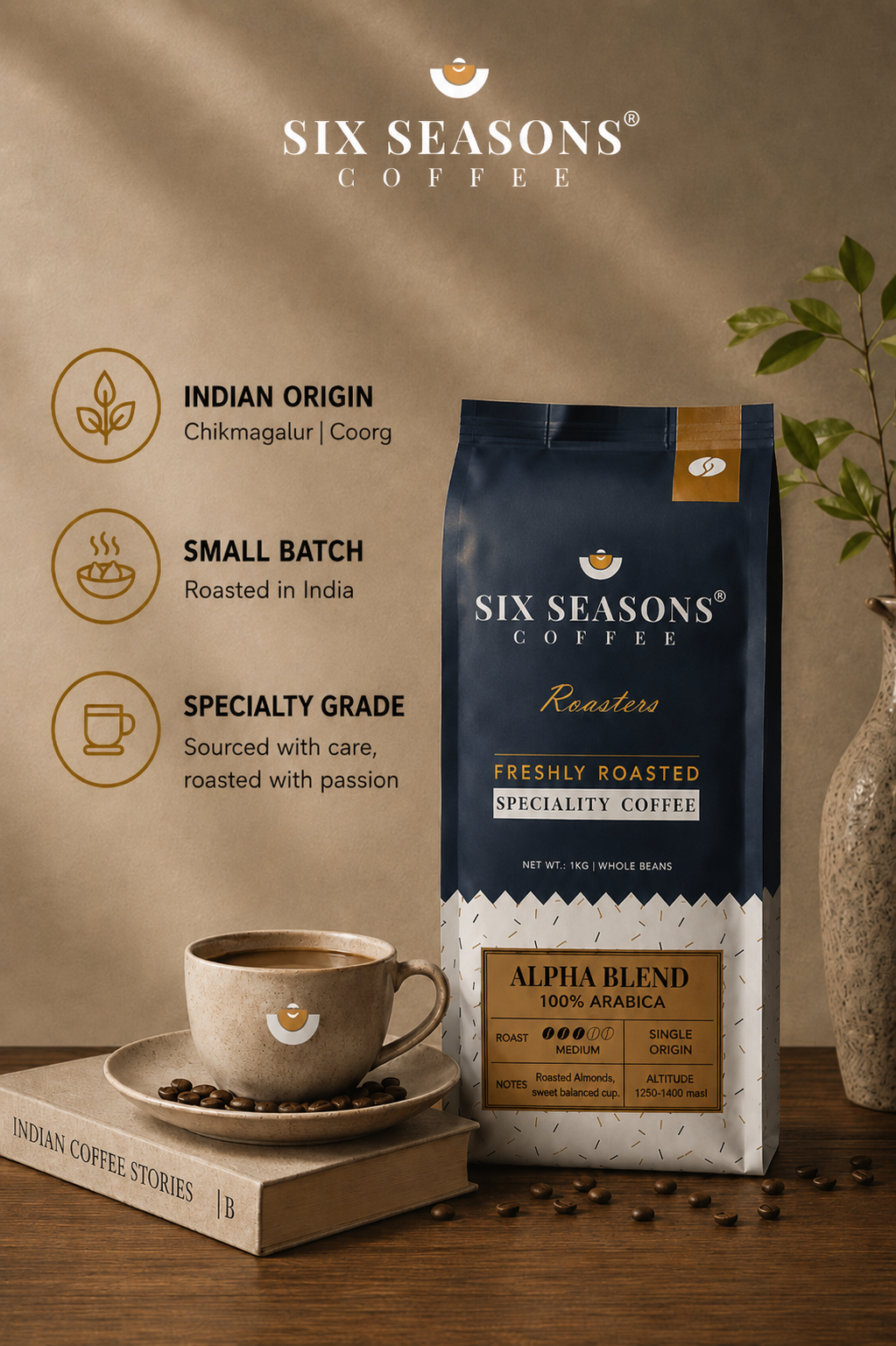 ALPHA BLEND 100 % ARABICA WHOLE BEANS